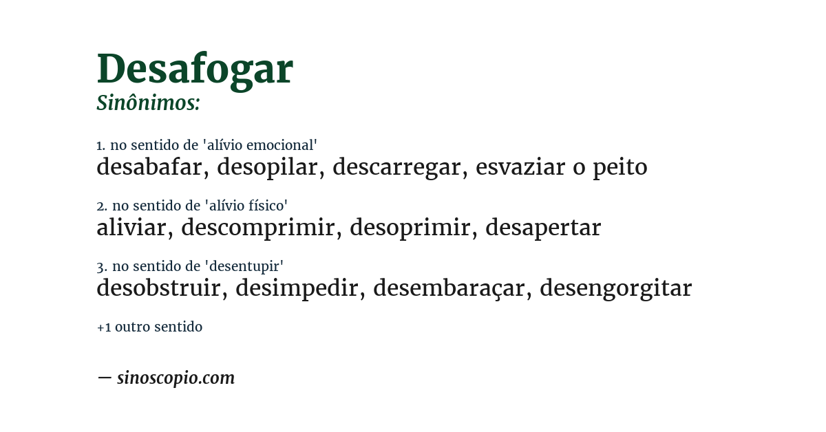 Sinônimo de desafogar