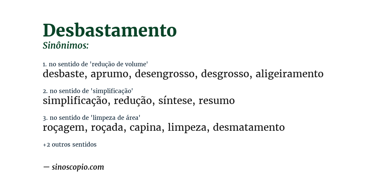 Sinônimo de desbastamento