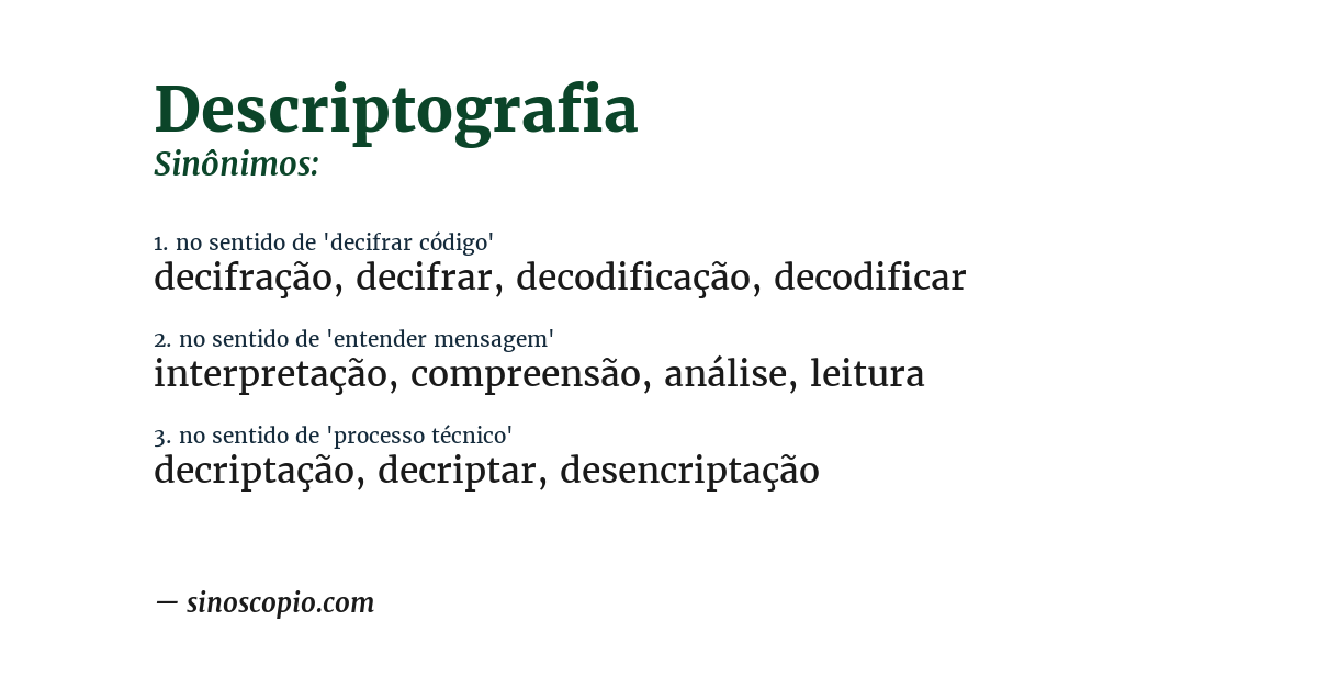 Sinônimo de descriptografia