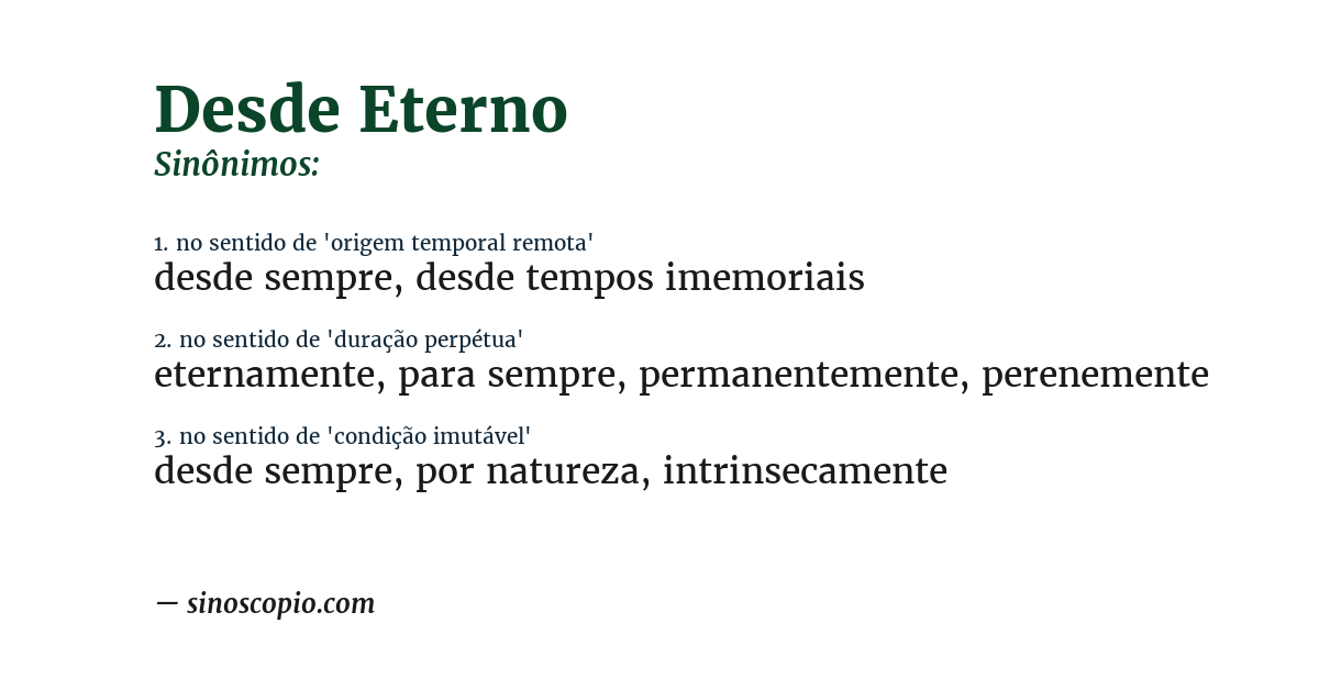 Sinônimo de desde eterno