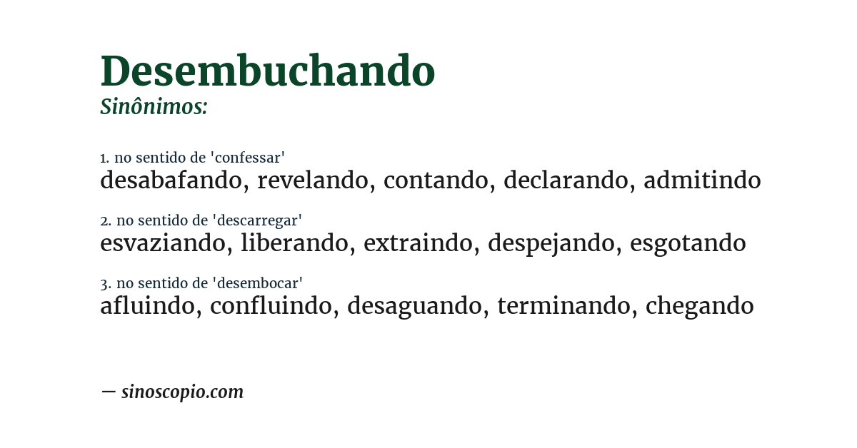 Sinônimo de desembuchando