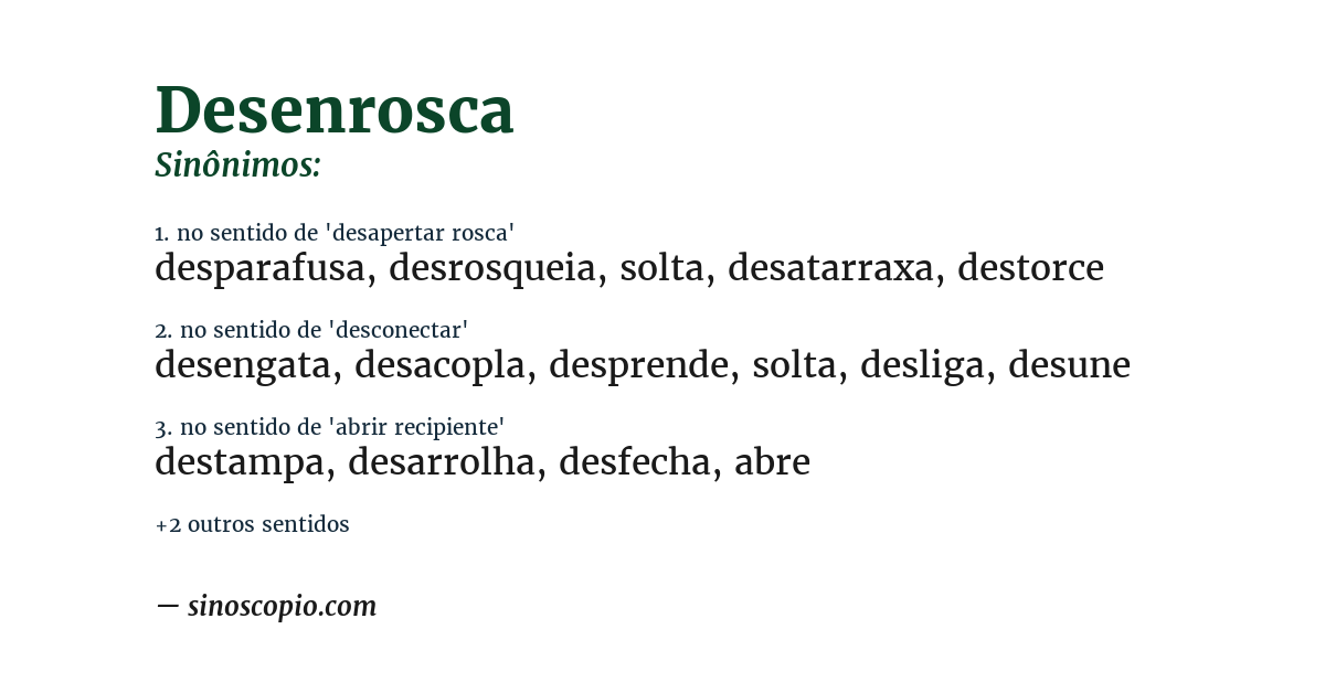Sinônimo de desenrosca