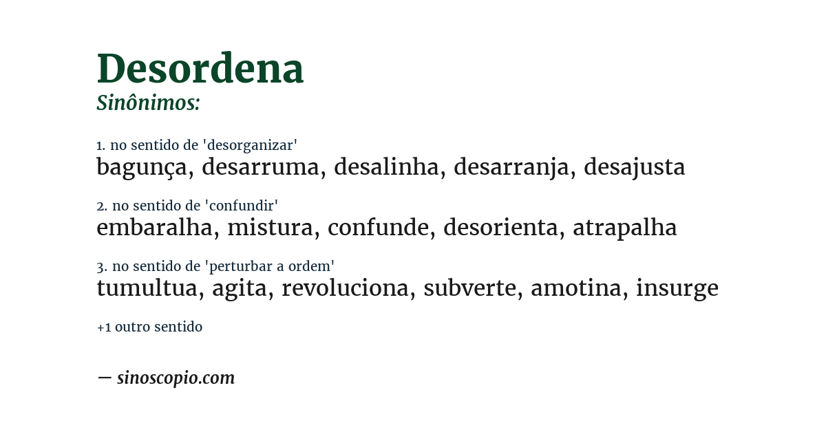 Sinônimo de desordena