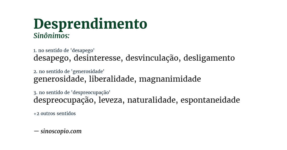 Sinônimo de desprendimento