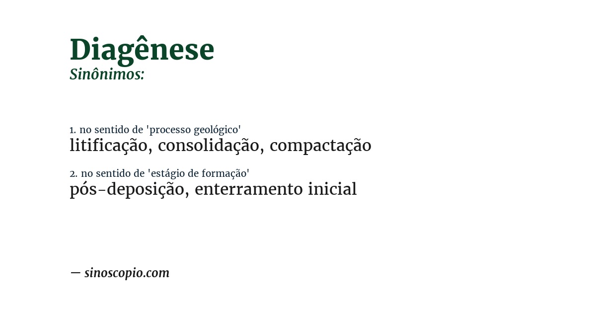 Sinônimo de diagênese