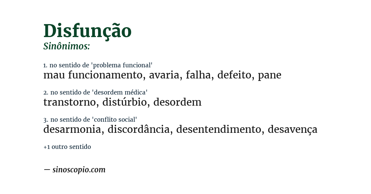 Sinônimo de disfunção