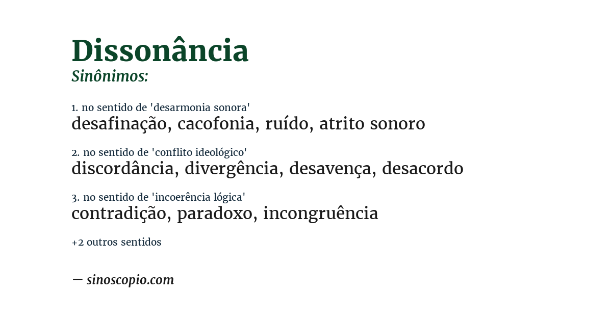 Sinônimo de dissonância