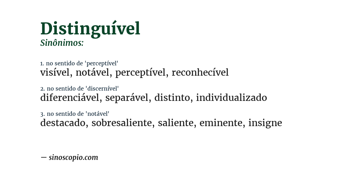 Sinônimo de distinguível