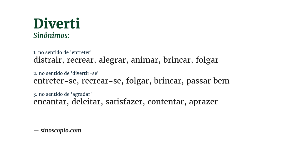 Sinônimo de diverti