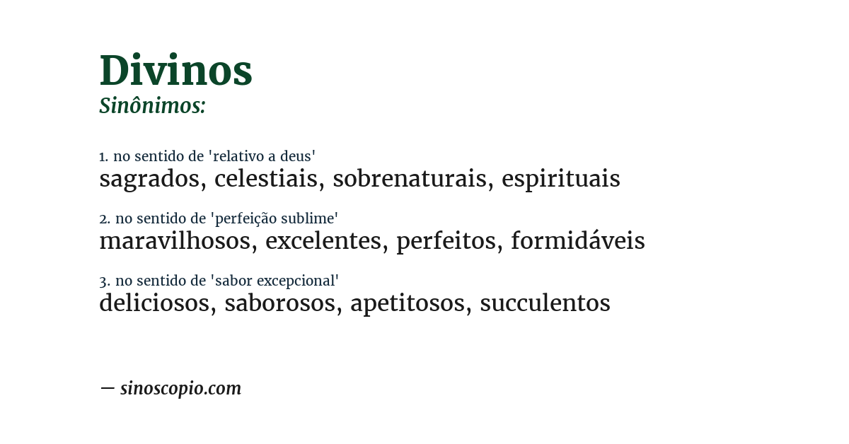 Sinônimo de divinos