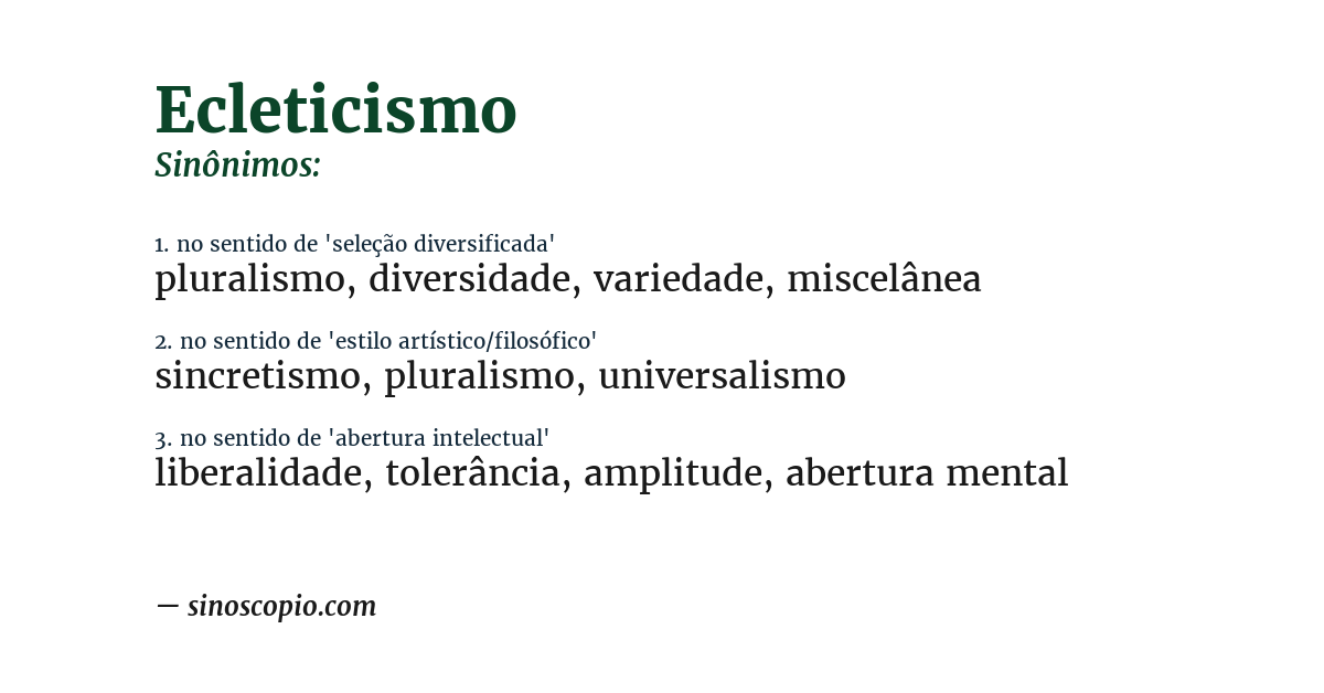 Sinônimo de ecleticismo