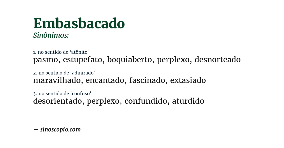 Sinônimo de embasbacado
