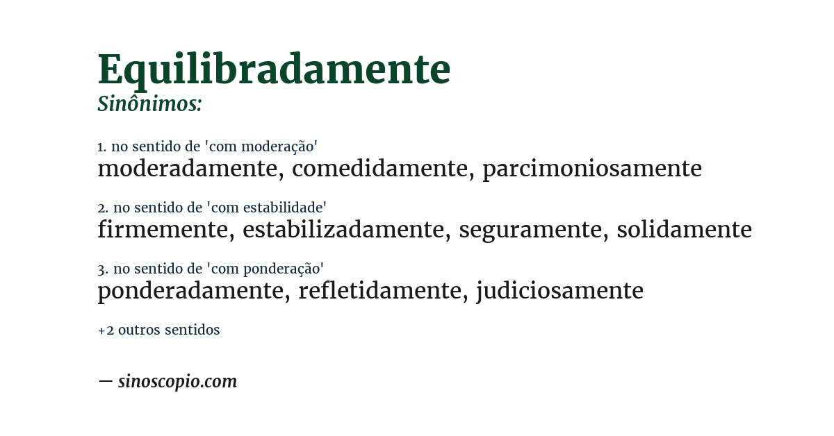 Sinônimo de equilibradamente