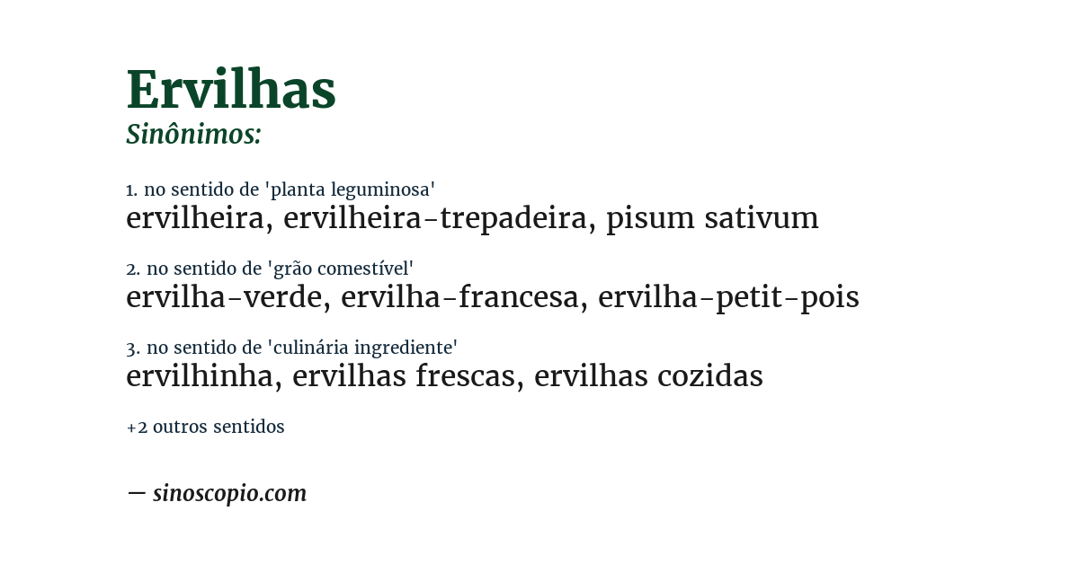 Sinônimo de ervilhas