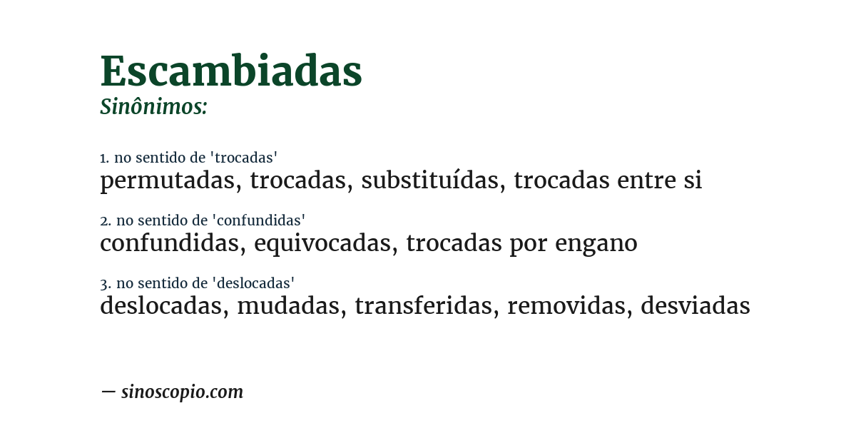 Sinônimo de escambiadas