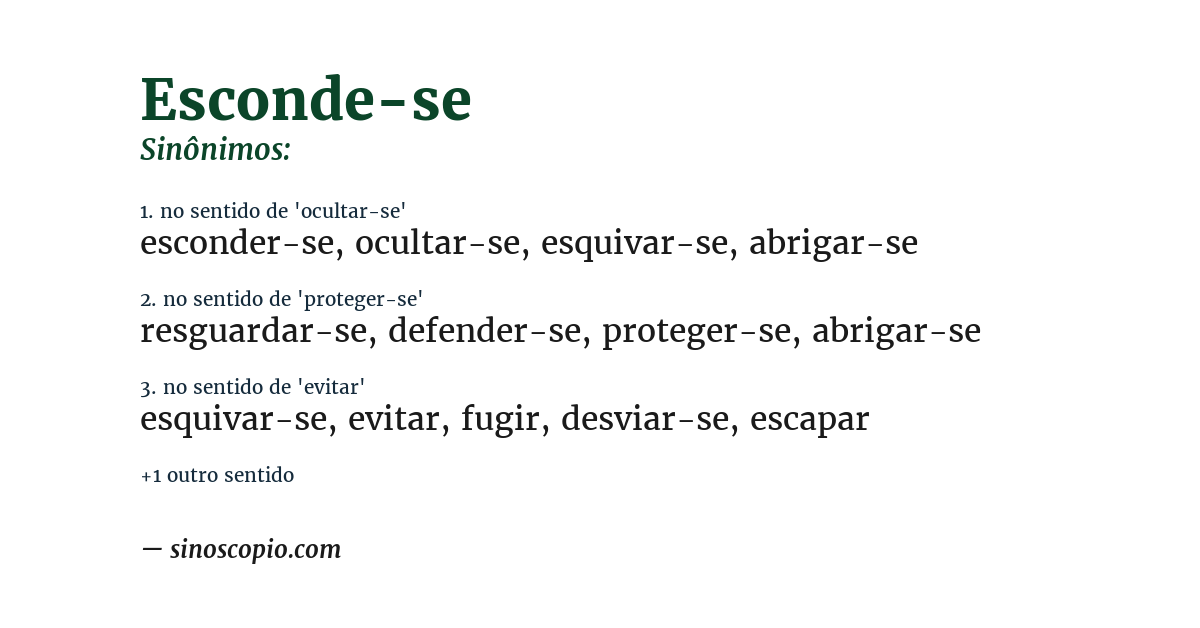 Sinônimo de esconde-se