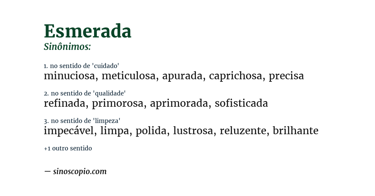 Sinônimo de esmerada