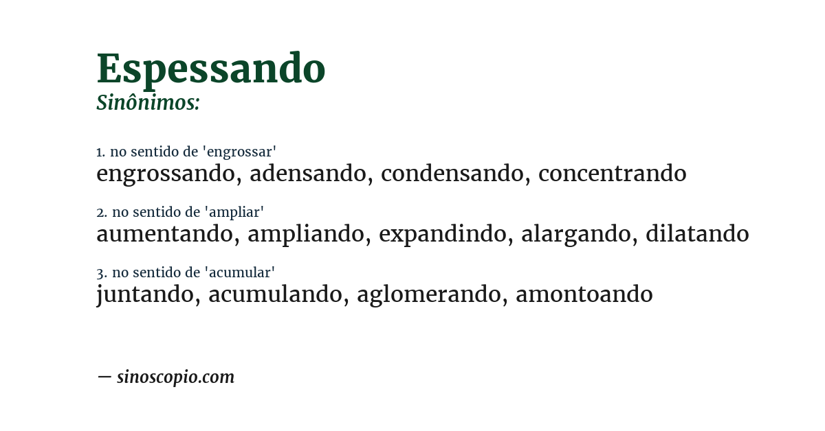 Sinônimo de espessando