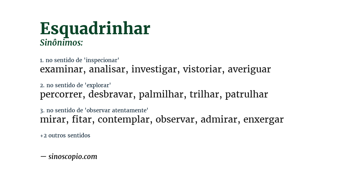 Sinônimo de esquadrinhar