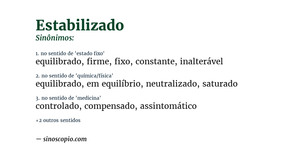 Sinônimo de estabilizado