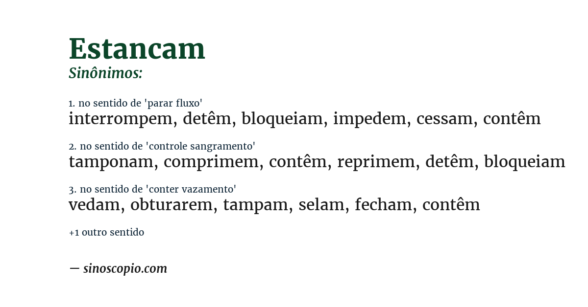 Sinônimo de estancam
