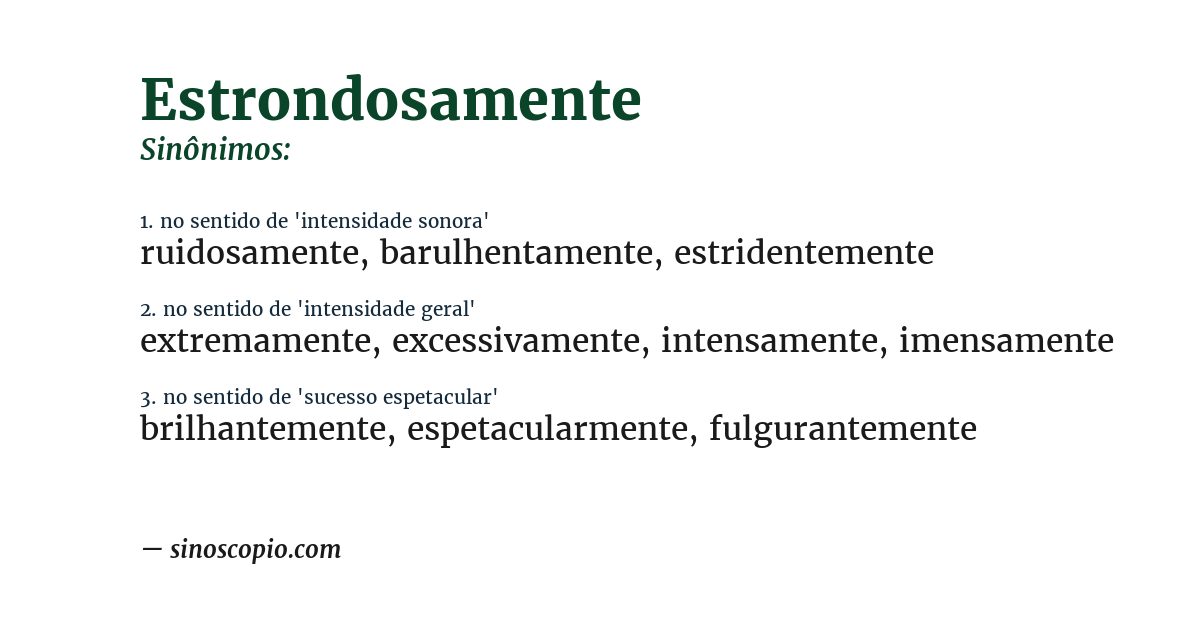 Sinônimo de estrondosamente