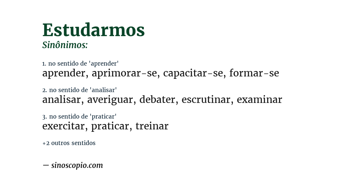 Sinônimo de estudarmos