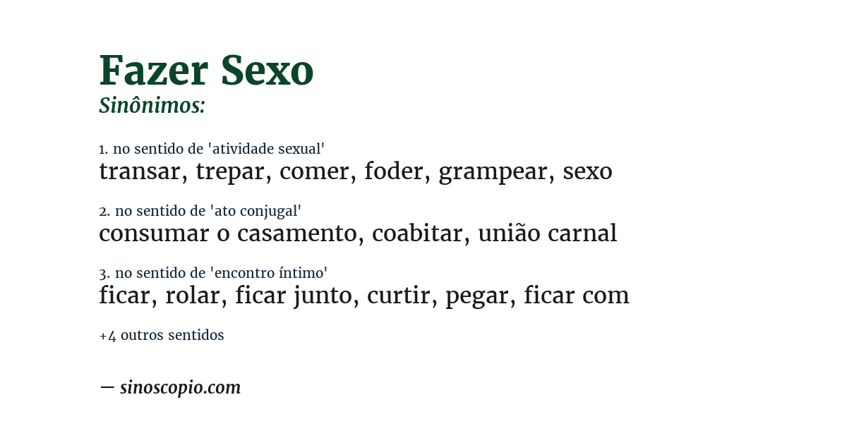 Sinônimo de fazer sexo