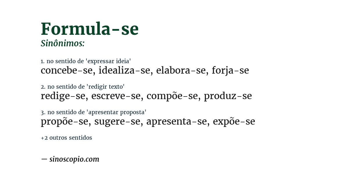 Sinônimo de formula-se