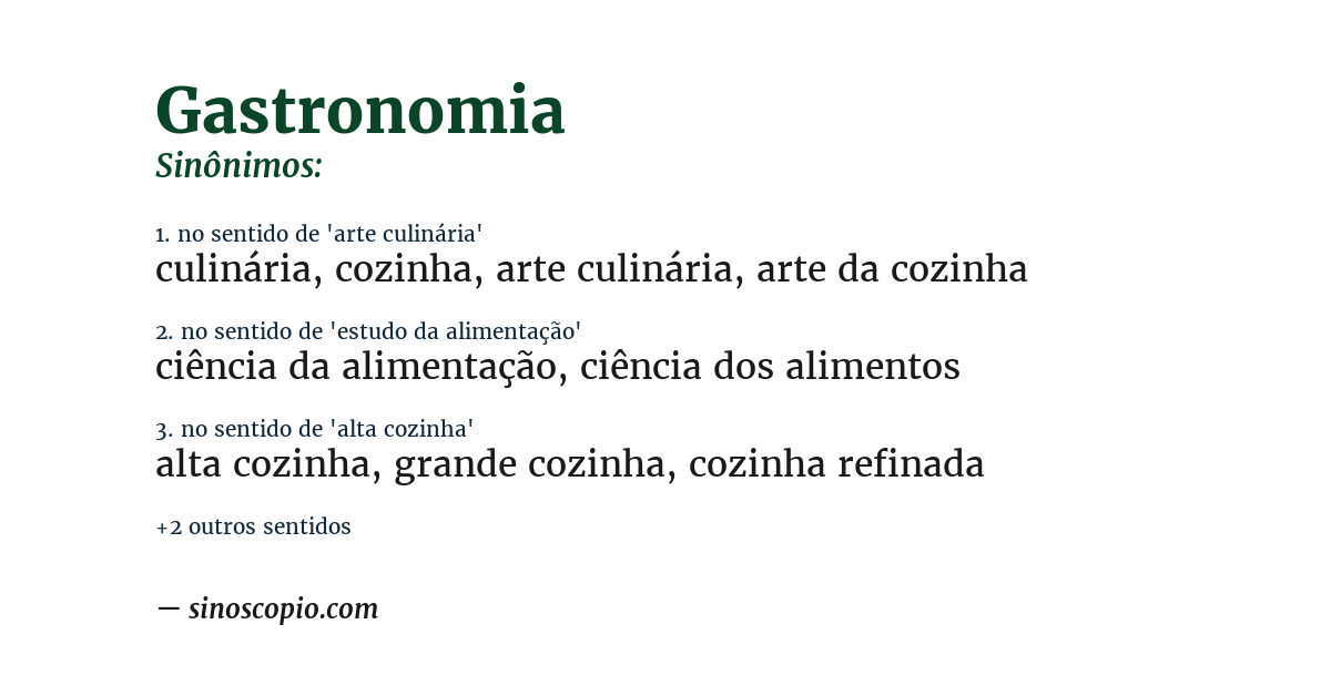 Sinônimo de gastronomia