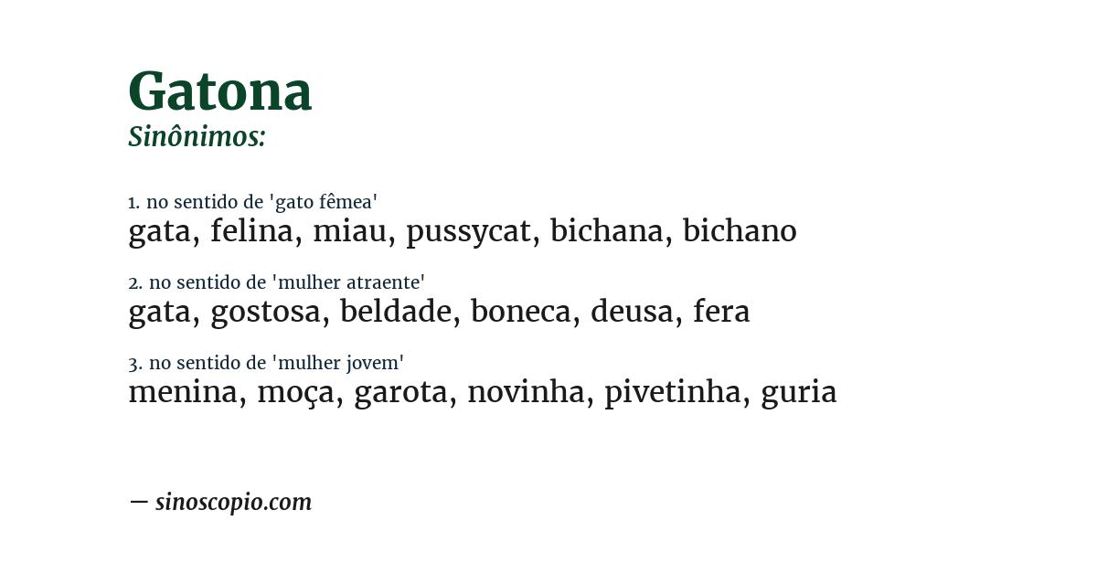 Sinônimo de gatona