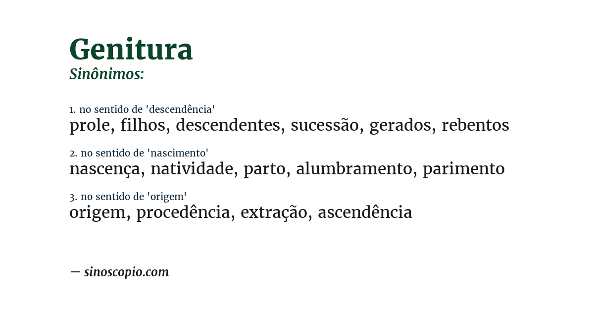 Sinônimo de genitura