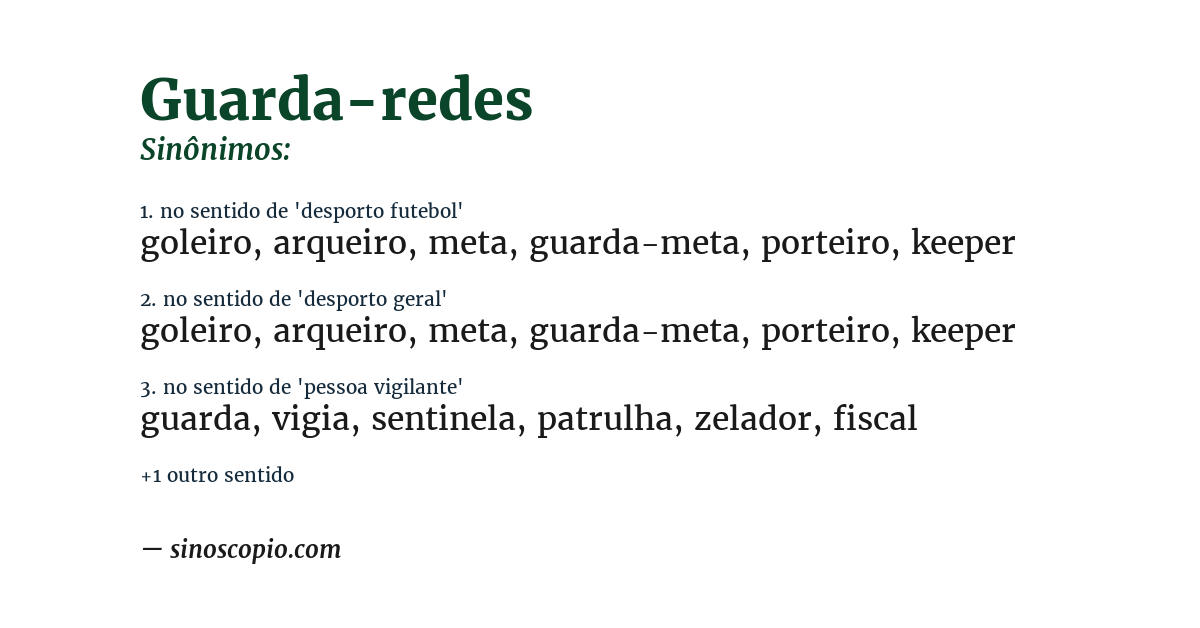 Sinônimo de guarda-redes