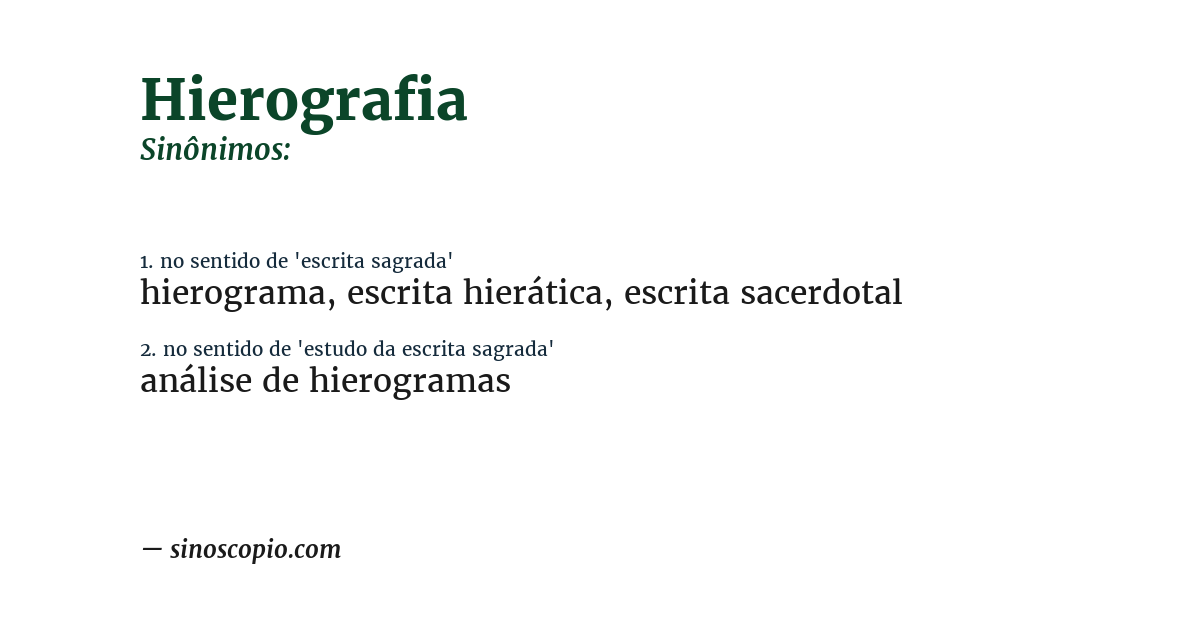 Sinônimo de hierografia