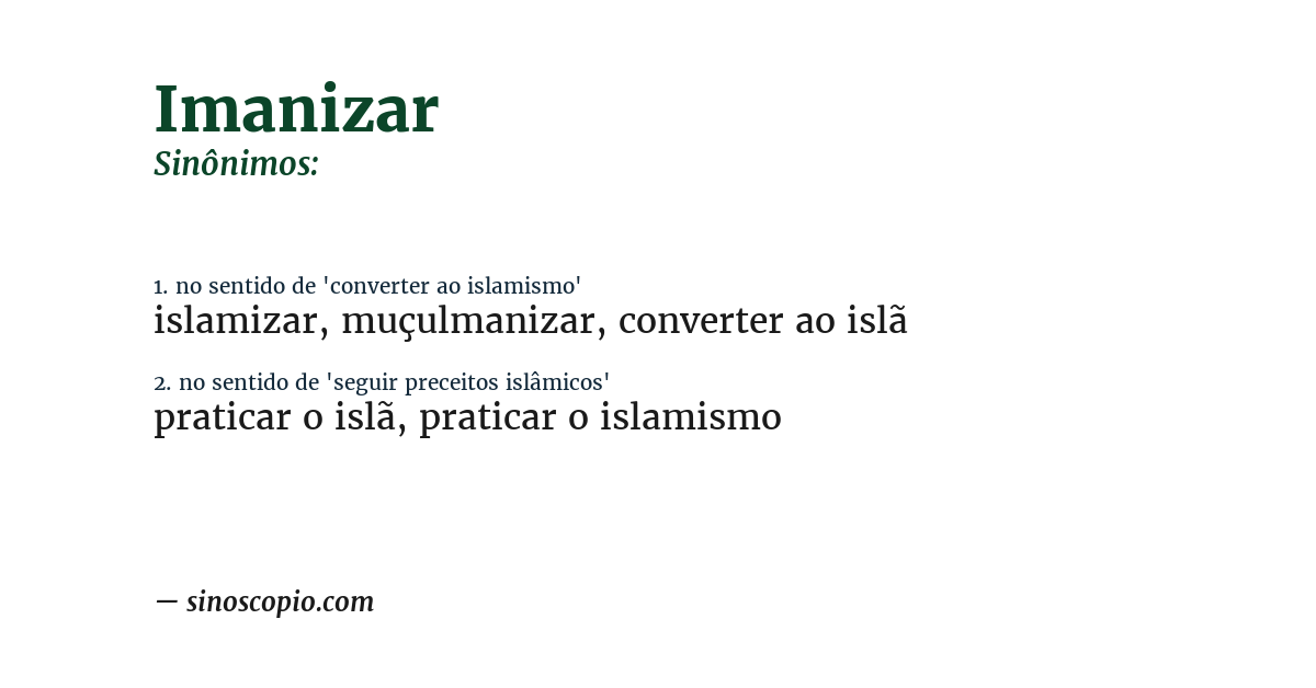 Sinônimo de imanizar