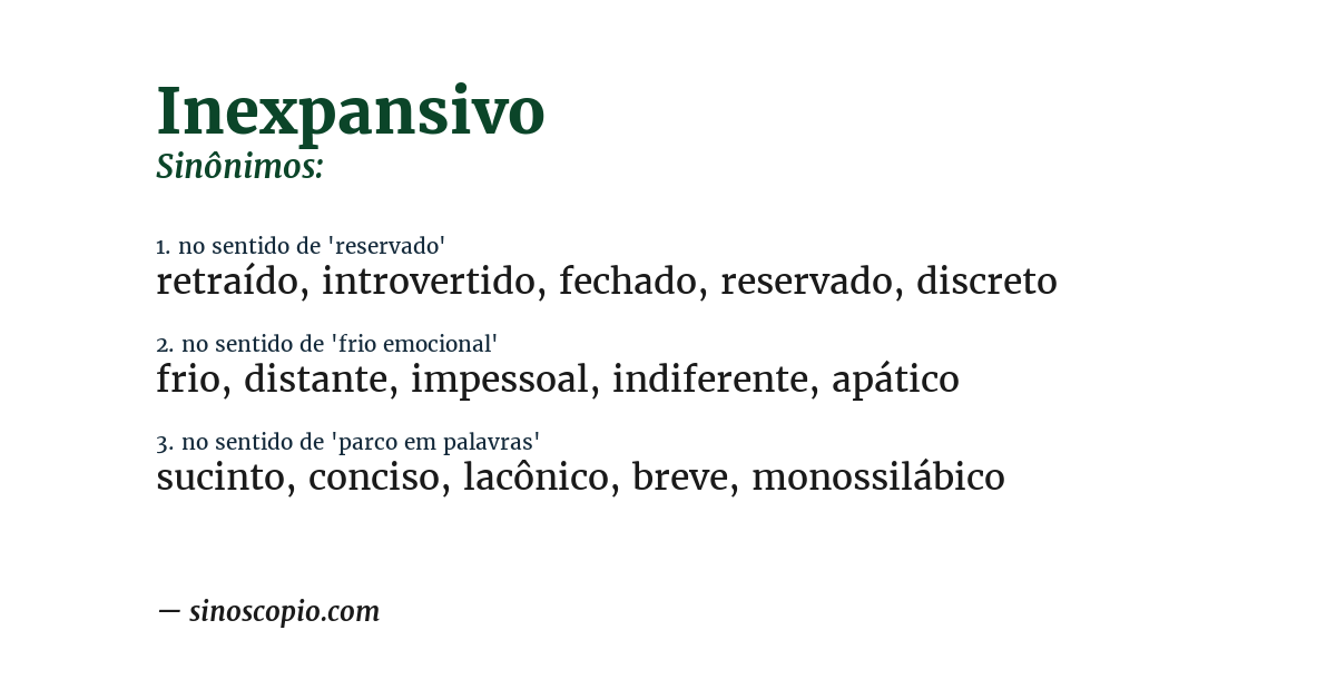Sinônimo de inexpansivo