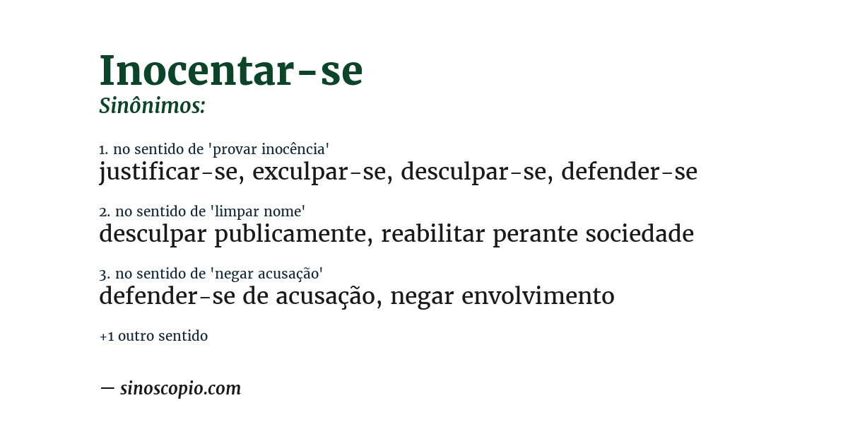 Sinônimo de inocentar-se
