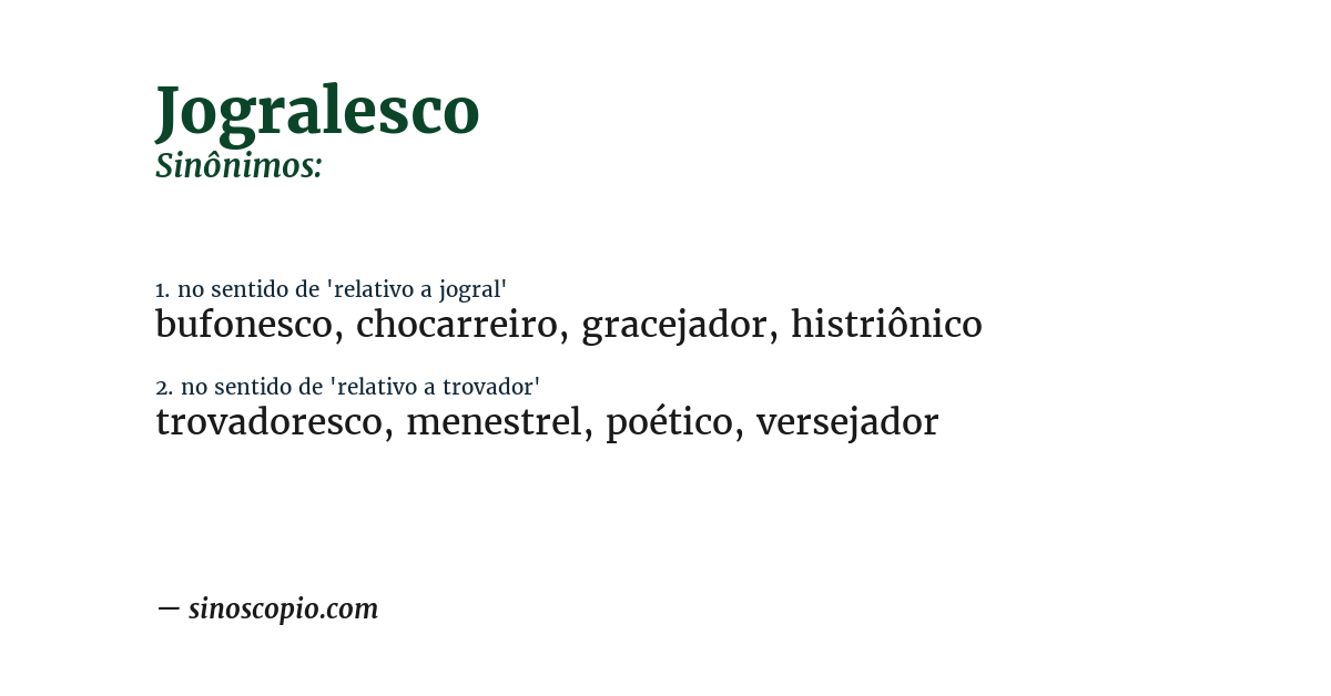 Sinônimo de jogralesco