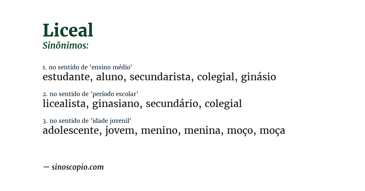 Sinônimo de liceal