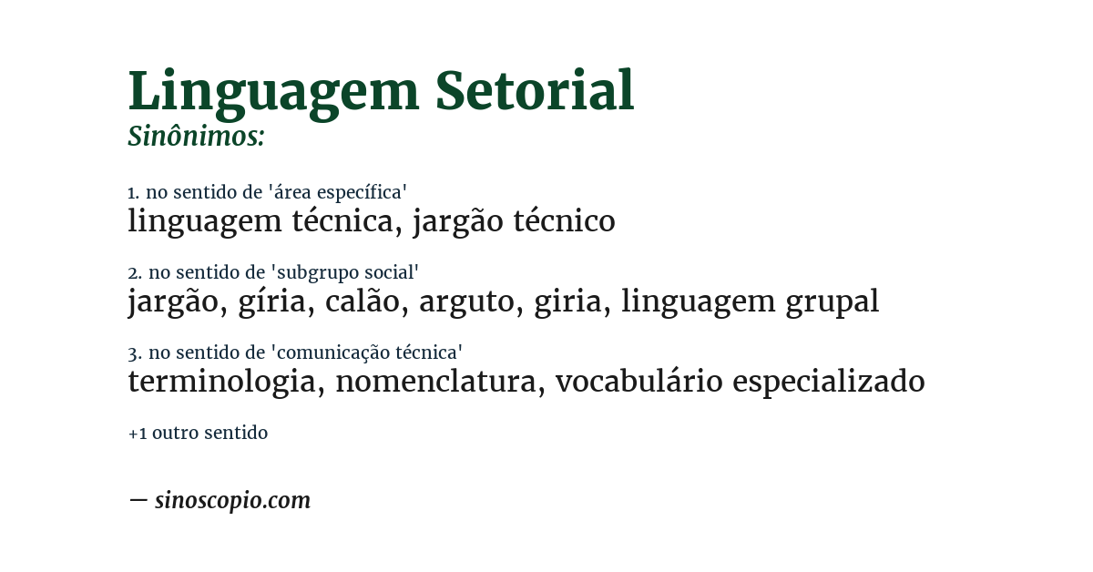 Sinônimo de linguagem setorial