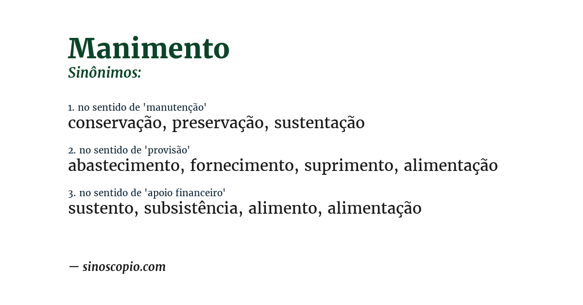 Sinônimo de manimento