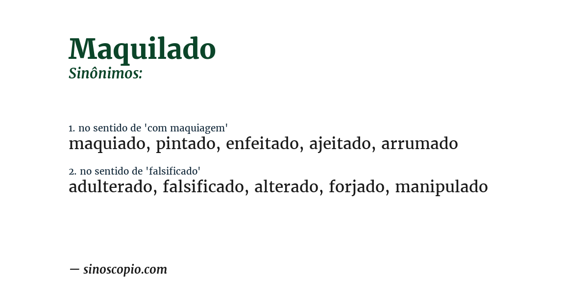 Sinônimo de maquilado