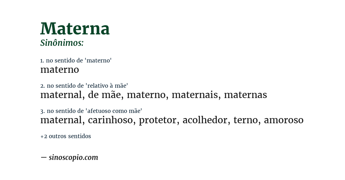 Sinônimo de materna