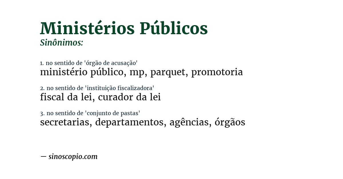 Sinônimo de ministérios públicos