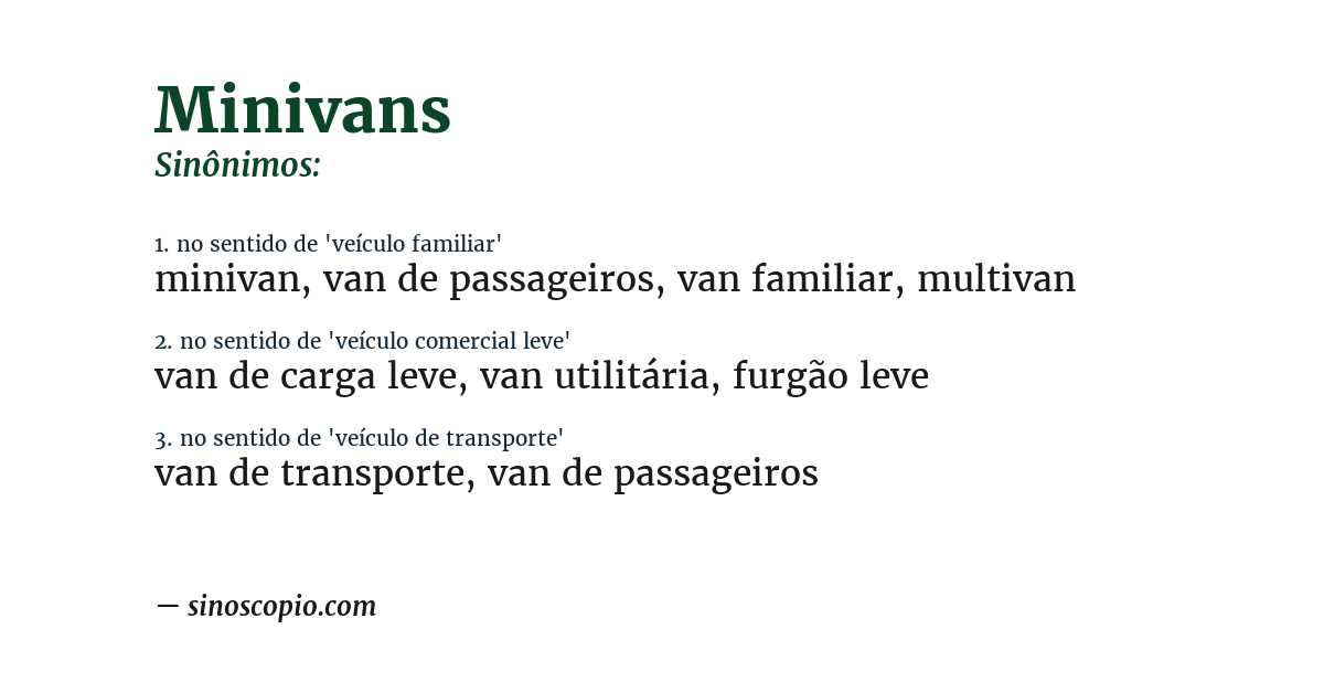 Sinônimo de minivans