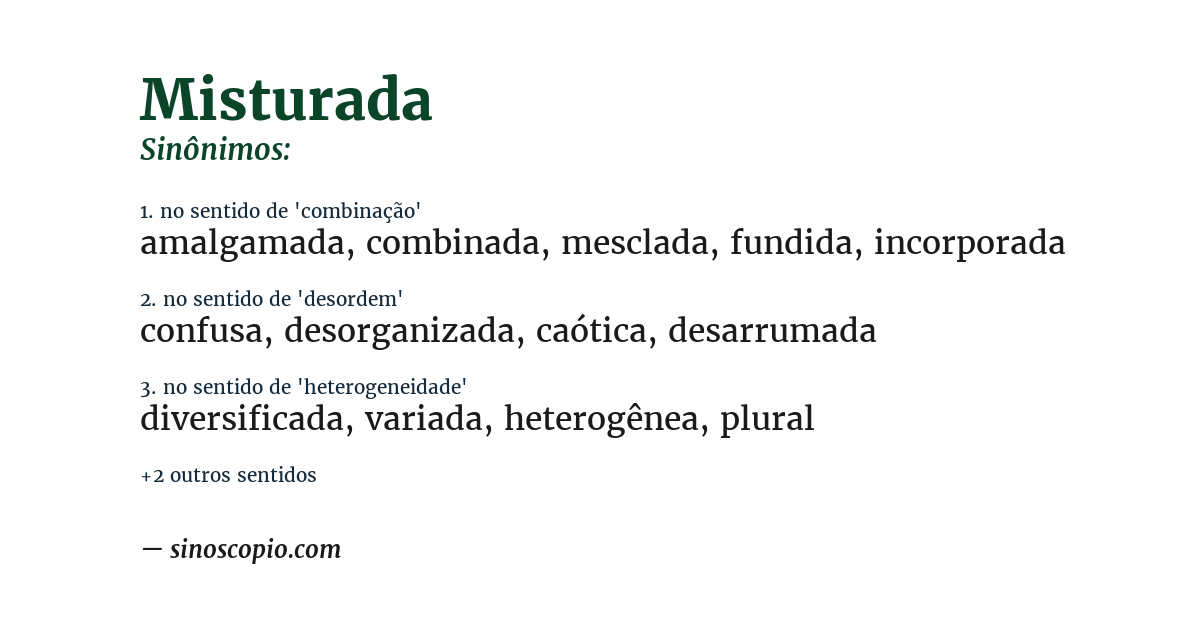 Sinônimo de misturada