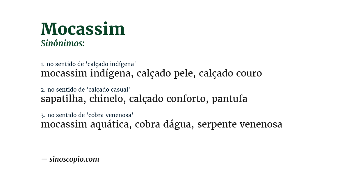 Sinônimo de mocassim
