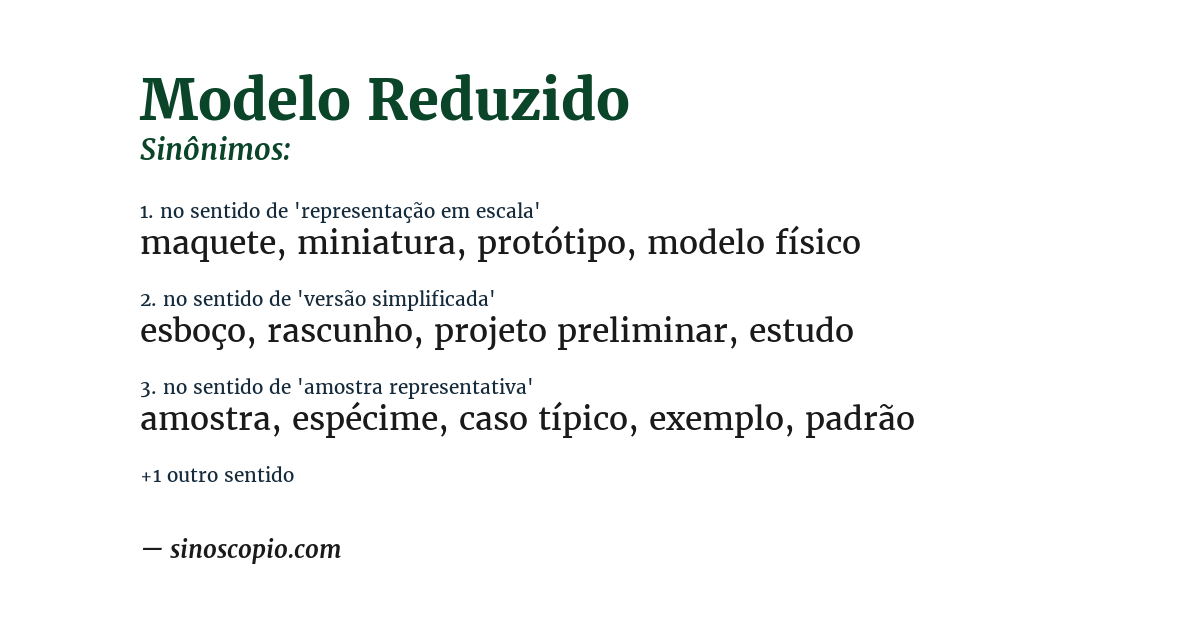 Sinônimo de modelo reduzido