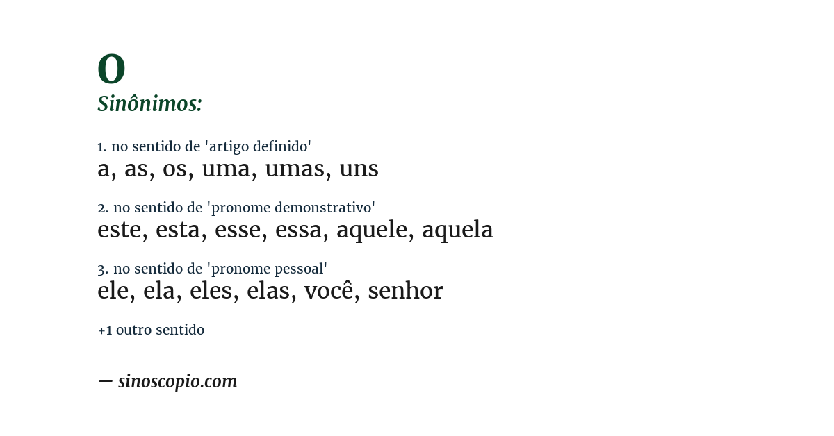Sinônimo de o