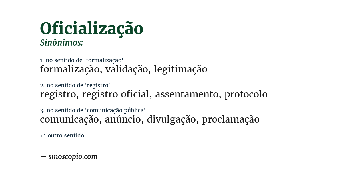 Sinônimo de oficialização
